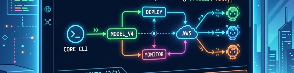 A futuristic command line interface representing a modern Agent Development Kit and Agents CLI in a cloud environment.